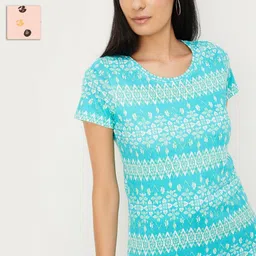 max Women Ethnic Printed Ethnic Pure Cotton T-shirt-image-39