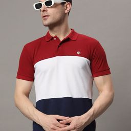 THE MILLION CLUB Colourblocked Polo Collar Cotton T-shirt-picture-44