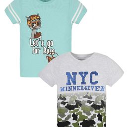 PLUM TREE Boys Pack Of 2 Typography Printed Pure Cotton T-Shirt-picture-10