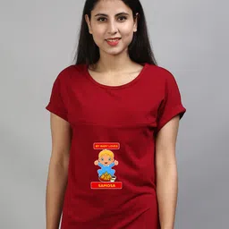 SillyBoom Graphic Printed Regular Fit Cotton Lycra Maternity T shirt-picture-36