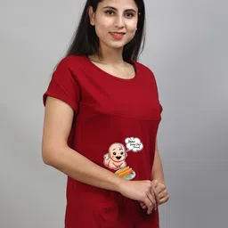 SillyBoom Graphic Printed Regular Fit Cotton Lycra Maternity T shirt-picture-24
