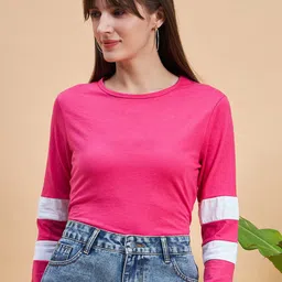 MINT STREET Women Fuchsia V-Neck Pockets T-shirt-picture-12
