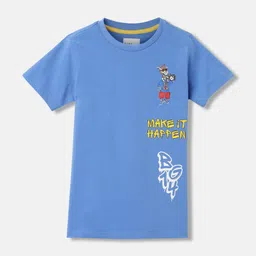 Blue Giraffe Boys Graphic Printed Round Neck Short Sleeves Cotton T-Shirt-picture-0