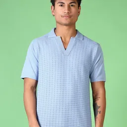 V-Mart Men Self Design Polo Collar Cotton T-shirt-picture-14