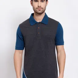 Kalt Men Grey Polo Collar T-shirt-picture-39