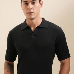 LOCOMOTIVE Men Textured Polo Collar T-shirt-picture-0