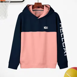 HELLCAT Girls Colourblocked Hooded Regular Fit Cotton T-Shirt-image-45