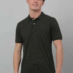 Cantabil Geometric Printed Polo Collar Half Sleeves Cotton T-Shirt-picture-57