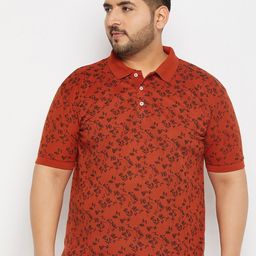 THE MILLION CLUB Plus Size Floral Printed Polo Collar Short Sleeves Cotton T-shirt-picture-28