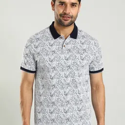 Indian Terrain Abstract Printed Polo Collar Cotton T-shirt image 1