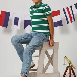 Nautica Boys Polo Collar Pure Cotton Striped T-shirt-picture-10