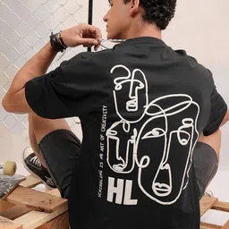 HIGHLANDER Round Neck Graphic Puff Printed Drop Shoulder Oversized Cotton T-shirt-picture-28