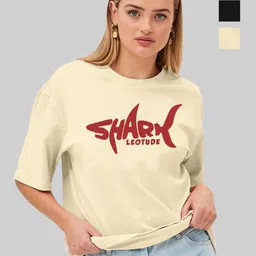 Leotude Women Printed Pockets T-shirt-image-5