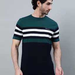 Cantabil Men Striped Round Neck Cotton T-Shirt image 1
