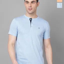 Dollar Pack Of 2 Henley Neck Cotton T-shirt-picture-30