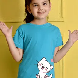 NUSYL Girls Printed Round Neck Short sleeve T-Shirt-image-56