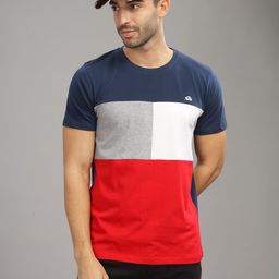 ADRO Colourblocked Regular Fit Cotton T-shirt-picture-1