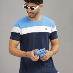 ADRO Colourblocked Regular Fit Cotton T-shirt-picture-34