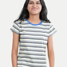 BAESD Girls Striped Round Neck Short Sleeves Pure Cotton T-shirt-picture-40