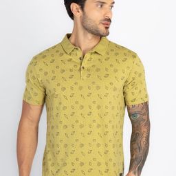 Status Quo Men Floral Printed Polo Collar Pure Cotton Pockets T-shirt-picture-34
