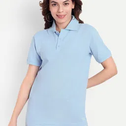 GAB Women Polo Collar Pure Cotton Pockets T-shirt-image-43