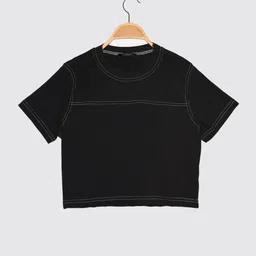 Trendyol Women Stylish Black Solid Tshirt-image-95