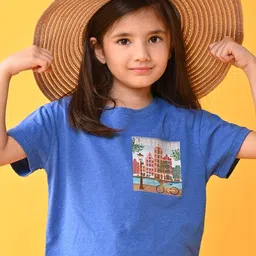 Anthrilo Girls Graphic Printed Drop Shoulder Sleeves Pure Cotton T-shirt-picture-56