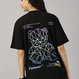 Rodzen Round Neck Pure Cotton Printed Oversized T-shirt-image-31