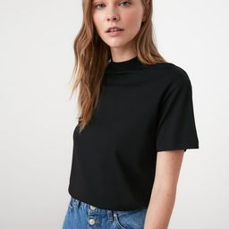 Trendyol Women Stylish Black Solid Tshirt-picture-9