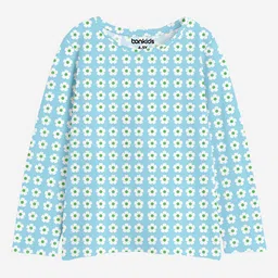 BONKIDS Girls Boat Neck Long Sleeves Polka Dot Printed Cotton T-shirt-image-24