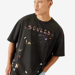 The Souled Store Typography Printed Oversized Cotton T-shirt image 4