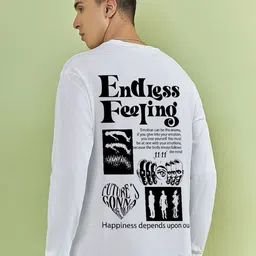 Bewakoof Men Typography Printed Round Neck Cotton Oversized T-shirt-image-16