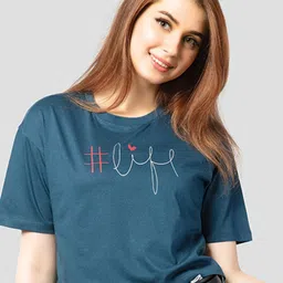 Juliet Women Typography Printed Round Neck Cotton Boxy T-shirt-image-56
