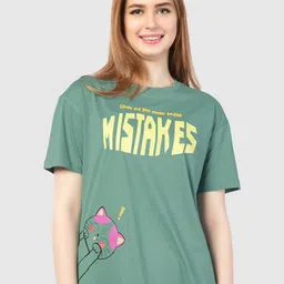 Juliet Women Typography Printed Round Neck Cotton Relaxed Fit T-shirt-picture-24