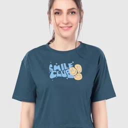 Juliet Women Typography Printed Round Neck Cotton Boxy T-shirt-picture-34