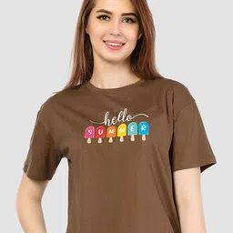 Juliet Women Typography Printed Round Neck Cotton Relaxed Fit T-shirt-image-51