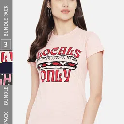 Fabflee Pack Of 3 Printed Round Neck Cotton T-shirts-picture-36