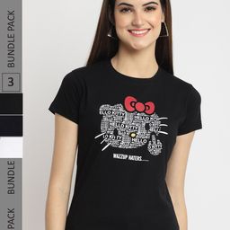 Fabflee Pack Of 3 Mickey Mouse Graphic Printed Cotton T- Shirts-picture-13
