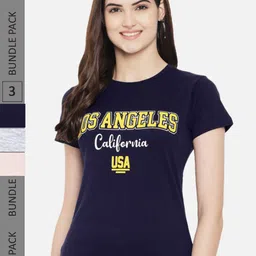 Fabflee Regular Fit Pack Of 3 Printed Round Neck Cotton T-shirt-picture-24