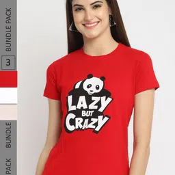 Fabflee Pack Of 3 Printed Round Neck Cotton T-shirts-picture-13