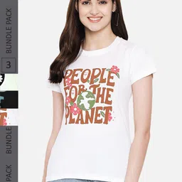 Fabflee Pack Of 3 Typography Printed Cotton T-shirt-picture-26