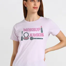 shashvi Women Purple Typography Printed T-shirt-image-27