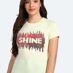shashvi Women Yellow Typography Printed Cotton T-shirt-picture-16
