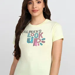 shashvi Women Yellow Embellished Slim Fit T-shirt-image-58