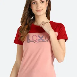 shashvi Women Peach Colourblocked T-shirt-picture-35