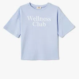 Koton Girls Round Neck Typography Printed Cotton T-shirt-picture-51