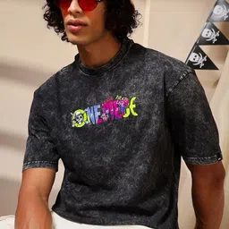 Bewakoof One Piece Graphic Oversized Acid Wash T-shirt-picture-48
