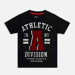 THETA Boys Navy Blue Typography Printed T-shirt-picture-10