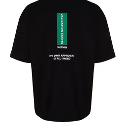 Trendyol Typography Printed Round Neck Drop Shoulder Sleeves Regular Fit Cotton T-shirt-picture-36