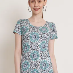 Hive91 Floral Printed Cotton T-shirt-image-24